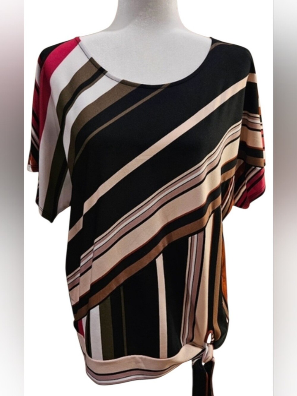 JL Jules & Leopold Diagonal Stripe Side-Tie Blouse Medium EUC